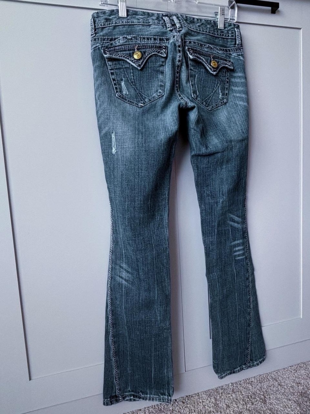 Y2K Express Whipstitch Bootcut Jeans Size 6R Medium Wash Stretch Denim